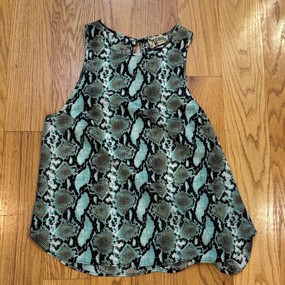 Show Me Your MuMu Teal and Black Snake Print Tank Top